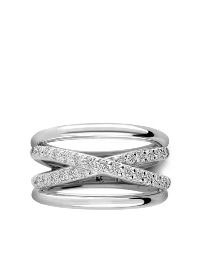 Leo Pizzo 18kt White Gold Diamond Waves Ring In Silver