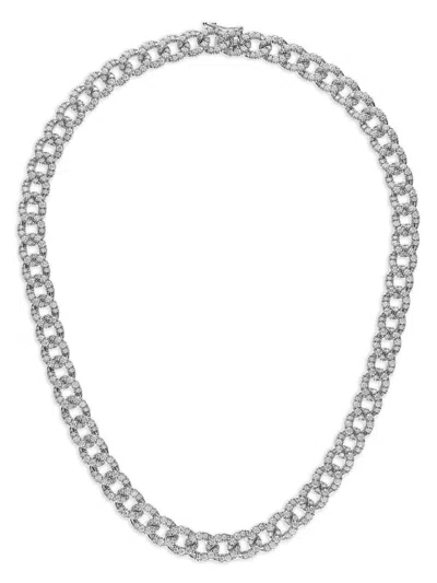 Leo Pizzo 18kt White Gold Groumette Diamond Necklace In Silber
