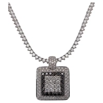 Pre-owned Leo Pizzo 18kt White Gold Necklace With 12.04ct Black And White Diamonds