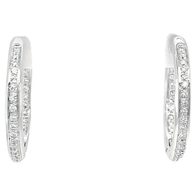 Pre-owned Leo Pizzo Diamond Hoop Earrings In White Gold