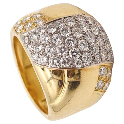 Pre-owned Leo Pizzo Milano Cocktail Ring In 18kt Yellow Gold With 3.36 Ctw Diamonds