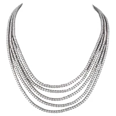 Pre-owned Leo Pizzo Necklace  28 Ct Five Row Tennis In Multiple