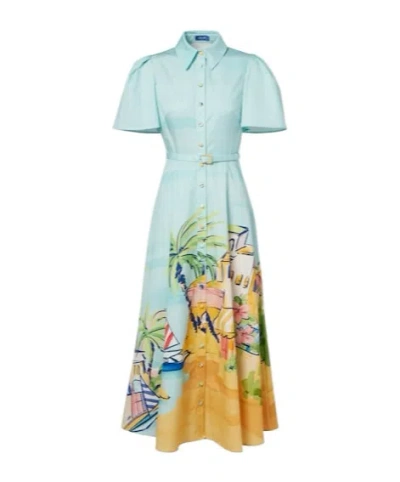 Leo Printed Belted Cotton Shirt Dress In Multi