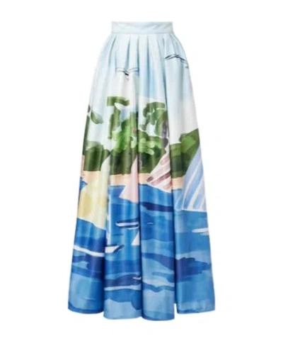 Leo Printed Pleated Maxi Skirt In Multi