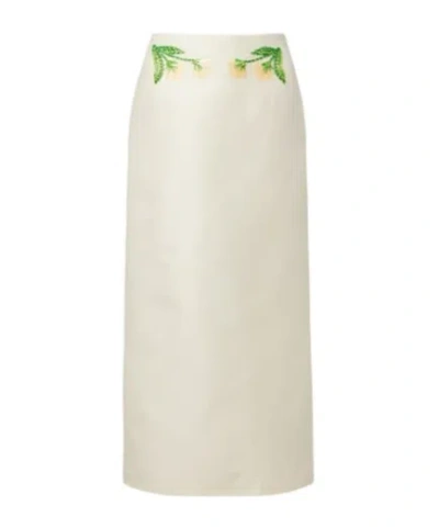 Leo Quinn Embellished Wool And Silk Midi Skirt In Neutral