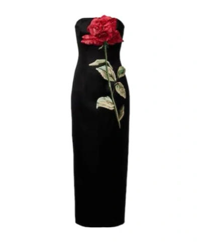 Leo Rayna Floral-appliqué Midi Dress In Multi