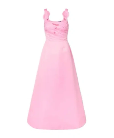 Leo Rianne Floral-appliqué Maxi Dress In Pink