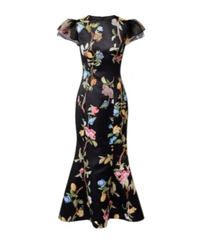 Leo Sofia Embellished Floral Maxi Dress In Black