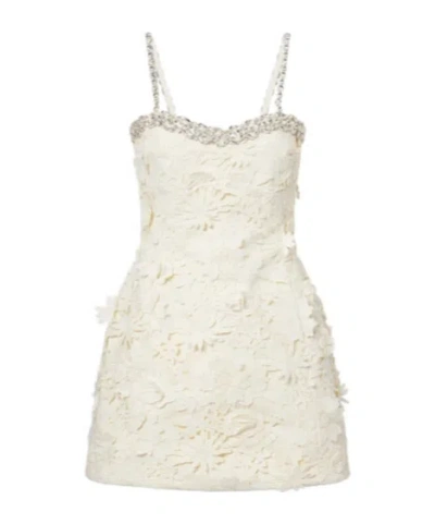 Leo Sophie Embellished Lace Minidress In White