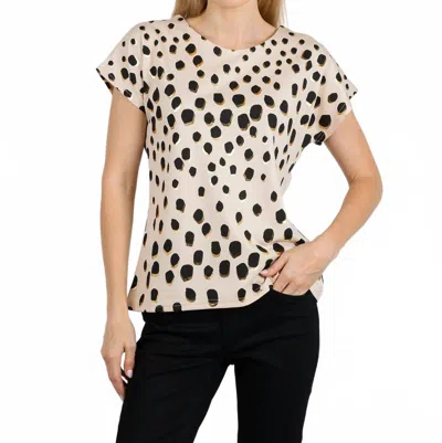 Leo Ugo Animal Print Crew Neck Tee In Beige/black In Multi