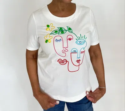 Leo Ugo Daedra Faces Tee In White/multi