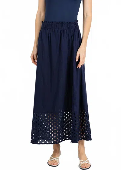 Leo Ugo Erica Embroidered Circle Skirt In Navy In Blue