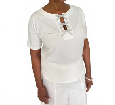 Leo Ugo Ines Bow Crystal Tee In White