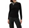 Leo Ugo Pearl & Rhinestone Thermal Sweater In Black