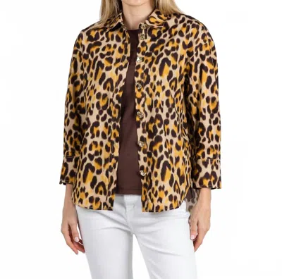 Leo Ugo Print Button Shirt In Animal In Brown
