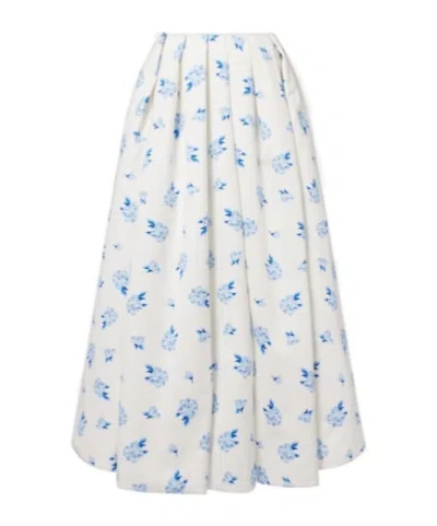 Leo Victoria Floral Pleated Cotton Maxi Skirt In Multi