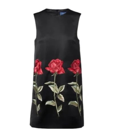Leo Yvonne Floral Embroidered Minidress In Black