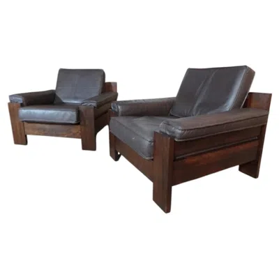 Pre-owned Leolux Exceptional  Leather Lounge Chair – Solid Wood Frame, Minimalist Design In Brown