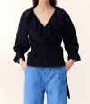 Leon & Harper Cala Plain Blouse In Black Iris In Blue