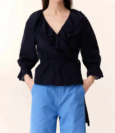 Leon & Harper Cala Plain Blouse In Black Iris In Blue