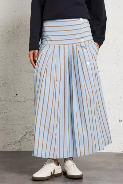 Leon & Harper Joyau Skirt In Sky Stripe In Blue