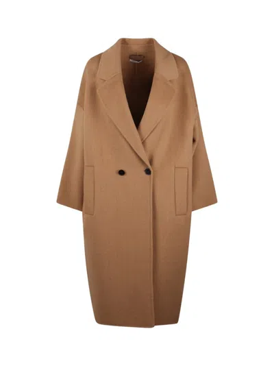 Leon & Loulou Paris Double Breasted Coat In Brown