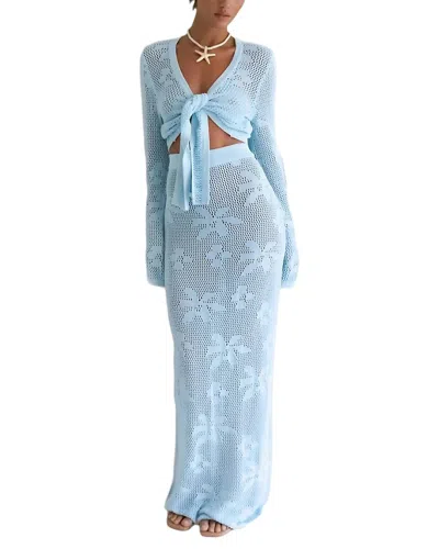 Leon Gori Blouse & Skirt Set In Light Blue