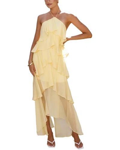 Leon Gori Embellished Sleeveless Maxi Dress In Yellow