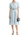 Leon Gori Linen-blend Midi Dress In Blue
