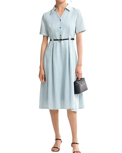 Leon Gori Linen-blend Midi Dress In Blue