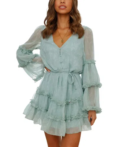 Leon Gori Long Sleeve Mini Dress In Blue
