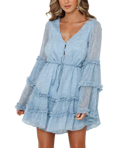 Leon Gori Long Sleeve Mini Dress In Blue
