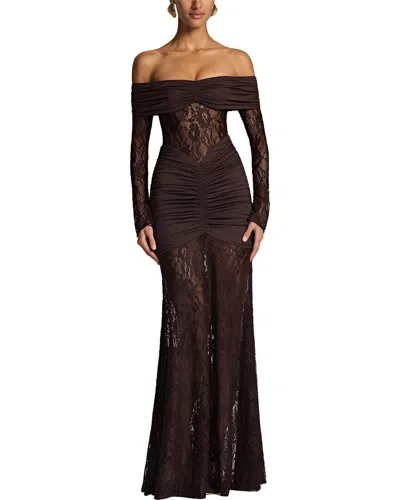 Leon Gori Maxi Dress In Burgundy