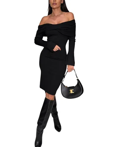 Leon Gori Off-the-shoulder Midi Dress In Black