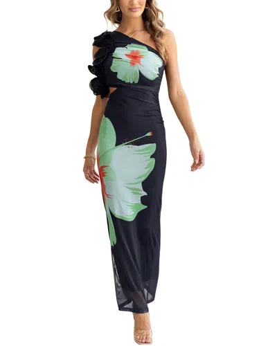 Leon Gori One Shoulder Maxi Dress In Multi