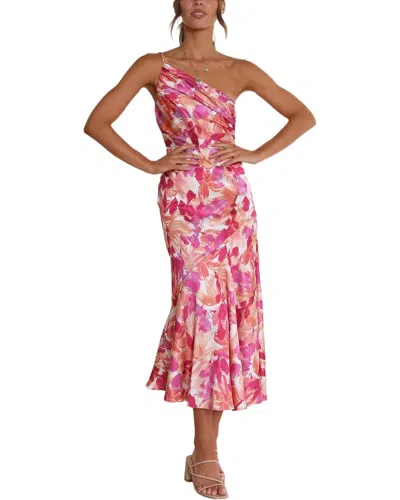 Leon Gori One-shoulder Midi Dress In Pink