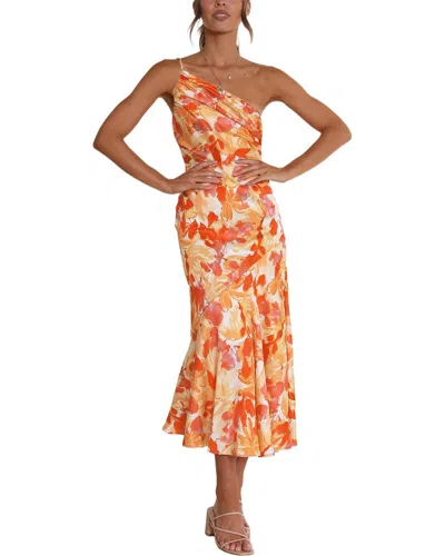 Leon Gori One-shoulder Midi Dress In Orange