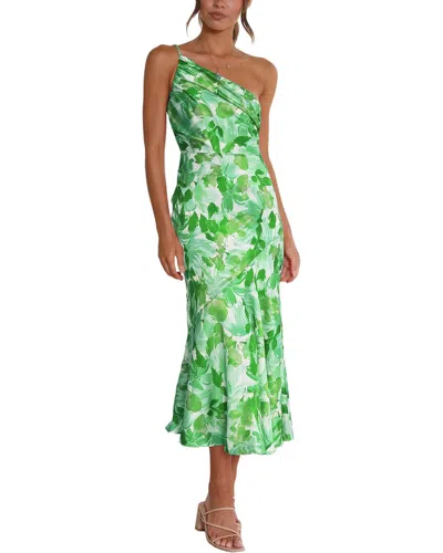 Leon Gori One-shoulder Midi Dress In Green