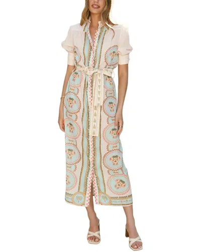 Leon Gori Short Sleeve Midi Dress In Multi