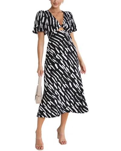 Leon Gori Short Sleeve Midi Dress In Black