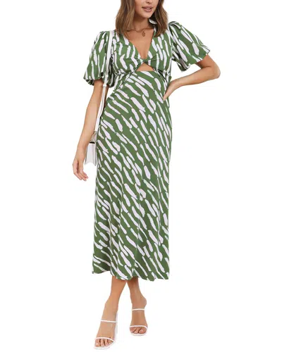 Leon Gori Short Sleeve Midi Dress In Green