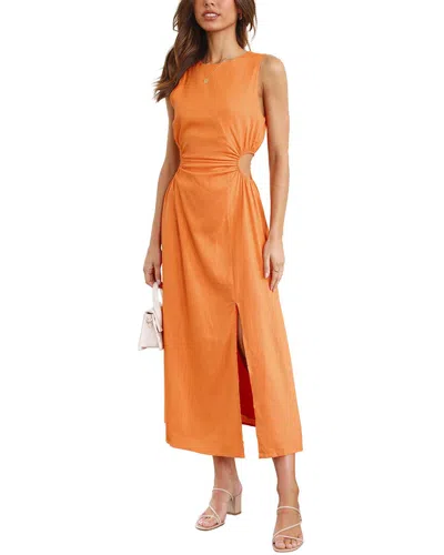 Leon Gori Sleeveless Midi Dress In Orange