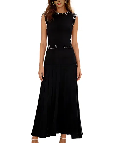 Leon Gori Sleeveless Solid Maxi Dress In Black