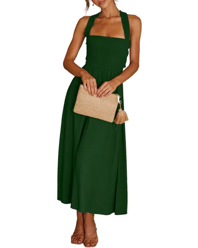 Leon Gori Solid Midi Dress In Green
