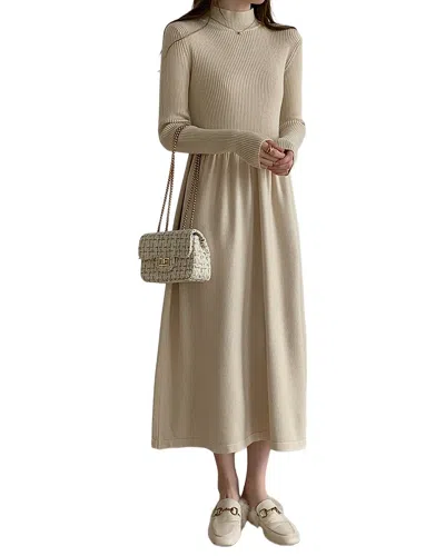Leon Gori Solid Midi Dress In Neutral