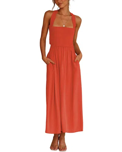 Leon Gori Solid Midi Dress In Orange
