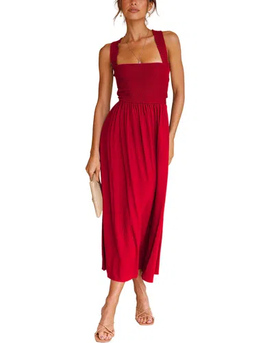 Leon Gori Solid Midi Dress In Red