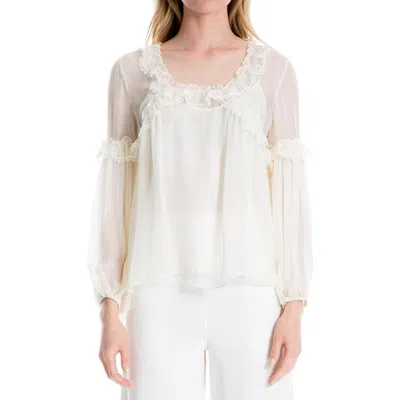 Leon Max Womens Silk Ruffled Blouse In Multi