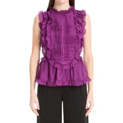Leon Max Womens Silk Ruffled Blouse In Purple