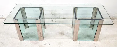 Pre-owned Leon Rosen Mcm  Pace Cocktail Table Chrome Waterfall In Gray